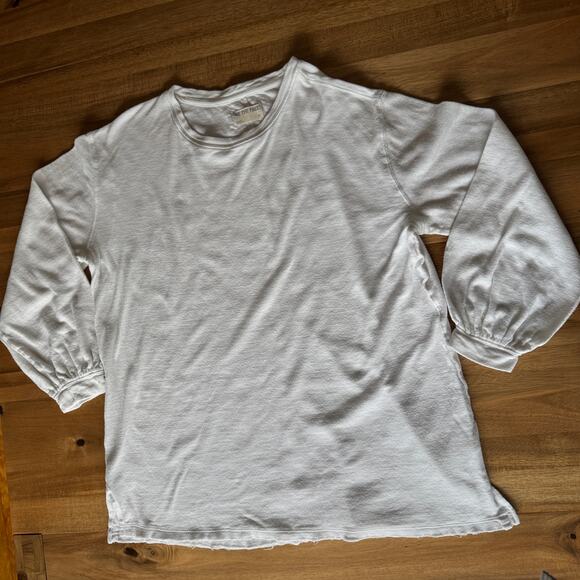 Free People We The Free Tee Oversized Distressed Long Sleeve Top White Medium - Picture 15 of 15